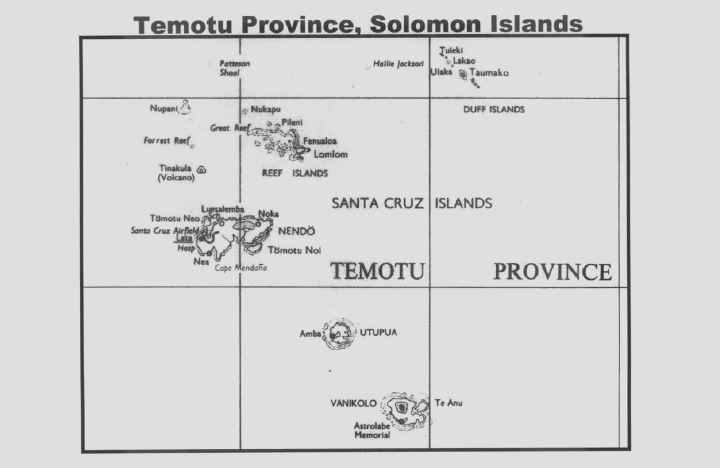 Map of Temotu Province, Solomon Islands